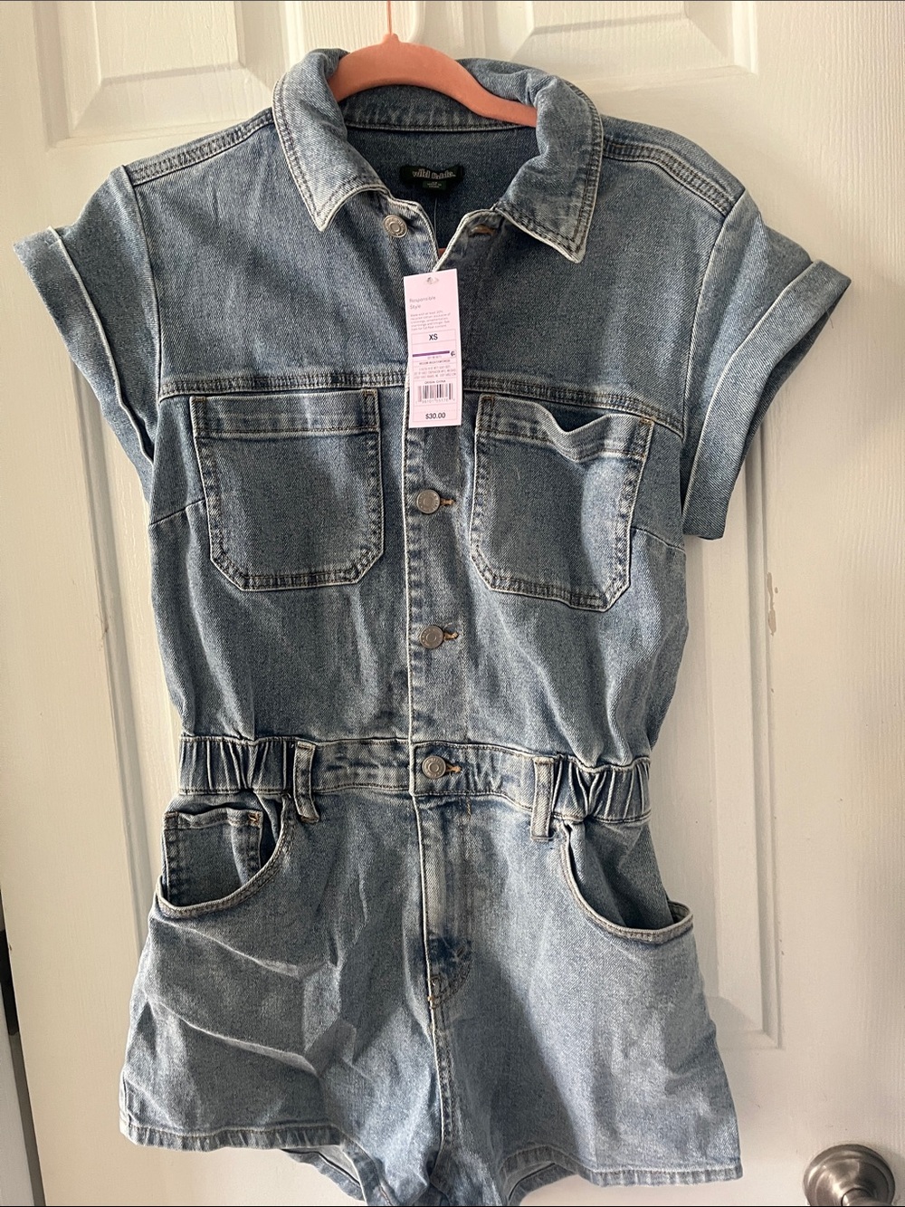 wild fable Light Blue Denim Short Romper